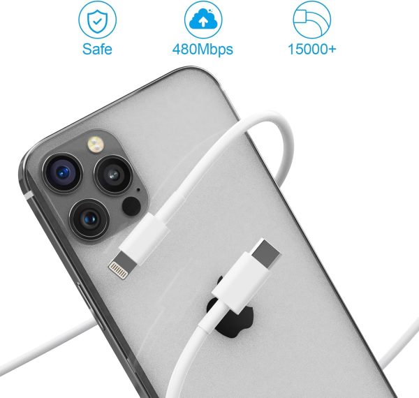 20W Dual Port Fast Charger Block 2-Pack with 6FT & 10FT MFi-Certified Cables, PD/QC3.0 Quick Charge Adapter for iPhone 14/13/12/11 Pro Max/XS/XR/X, iPad, AirPods Pro - Overheat & Surge Protection - Image 5
